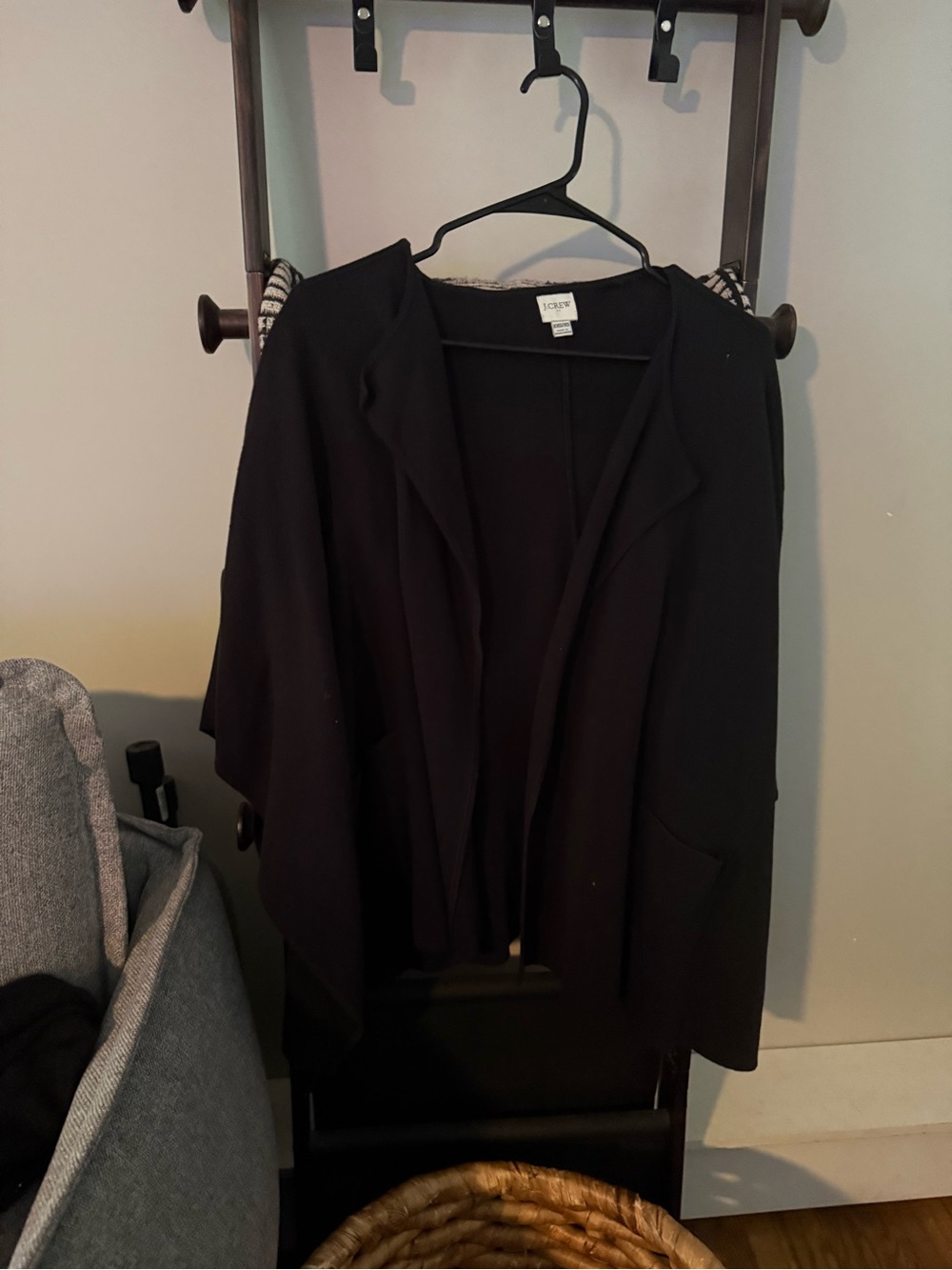 J. Crew Black Open-Front Draped Cape/Poncho